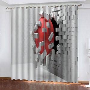 Foto Grigio Brick Ball Tende Tenda per finestre 3D per soggiorno ufficio camera da letto decorazione tende