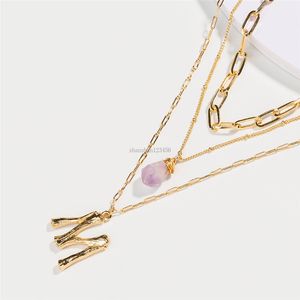 26 English Initial Bamboo Necklace Gold Chains alphabet Letter Necklaces Choker for women will and sandy Hip Hope fashion jewelry