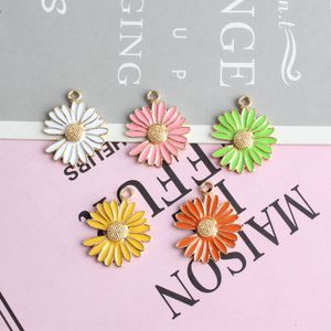 New Fashion Design DIY Jewelry Charm Blue/Pink/White/Green Enameled Alloy 19*23MM Flower Accessories for Sale