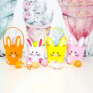 Créatif fête de pâques décoration panier bonbons oeuf stockage seau fourre-tout lapin à longues oreilles enfants non-tissé cadeau seau