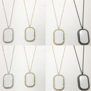 Square Sublimation Blanks Pendants Fillet Shape Crystal Metal Chain Charm Women Fashion Necklace Distinctive Party Banquet Gift 8 5bc N2