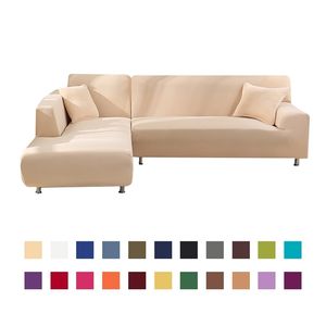 Sofa Pokrywa do salonu Elastyczna Kanapa Pokrywa L W Kręg Korcu Chaise Longue 1/2/3/4 Seat Sofy Case Stretch Slipcovers LJ201216