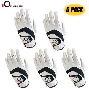 5 pcs Premium Cabretta Leather Golf Gloves Men Left Right Hand Rain Grip Wear Resistant Durable Flexible Comfortable 211229