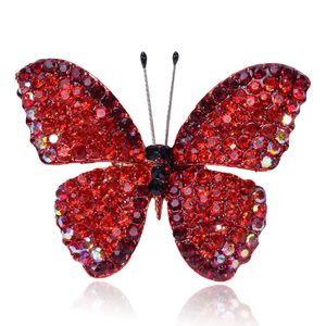 Rhinestone Butterfly Brooch Wedding Crystal Insect Bukiet Hidżab Szalik Pin Kobiety Biżuteria