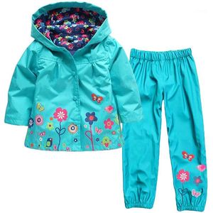Kläder sätter grossist- höst vårbarn kostym (hoodie + byxor) pojkar hoodies coat kids jacka flicka regnrock tjejer set1