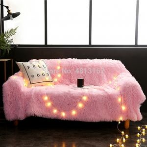 Wholesale winter blanket adult resale online - Soft Long Shaggy Throw Blanket Bed Cover Sofa Bed Couch Blanket Fluffy Sherpa Warm Winter Solid Color for Kids Adults LJ201127
