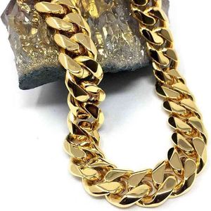 Miami Real Solid K Hip Hop Biżuteria Gold Cuban Link Łańcuch do Bransoletki Naszyjnik