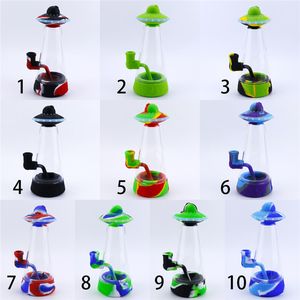 Novo Design UFO Hookahs Silicone Tubulação de Água Tubulação de Mão Óleo Dab Rigs com tigela de vidro de 14mm tubos de fumo Tabaco Bong Portátil Bongs SP242