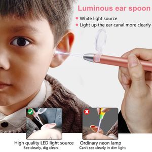 Kulak Pick Earwax Işık Kulak Temizleyici Kaşık Earpick Bebek Kulakları Temizleme Aracı Büyüteç Ile İki Kaşık Hediye