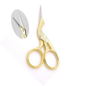 Gold Silvery Plated Small Clipper Stainless Steel Crane Shape Embroidery Sewing Scissors Animal Carving Shears Retro Home Tool