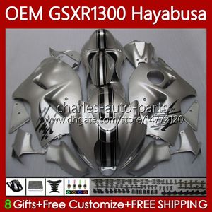 Iniezione corpo per SUZUKI GSXR 1300 CC Hayabusa GSXR1300 08 2008 2009 2010 2011 2012 2013 77No.220 1300CC GSXR-1300 14 15 16 17 18 19 GSX R1300 08-19 Carenatura argentata lucida