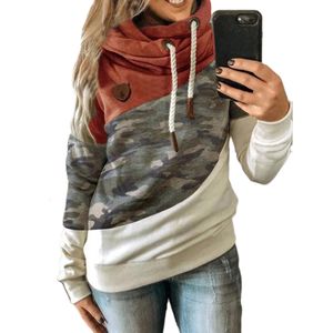 Felpa con cappuccio patchwork da donna autunno inverno stampa leopardata felpa con cappuccio con coulisse Harajuku pullover casual a maniche lunghe top donna