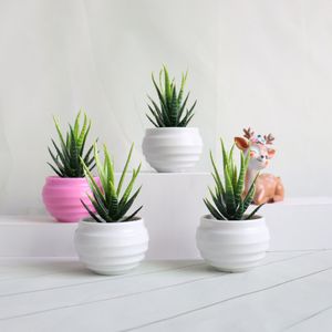 Decorative Flowers Mini Artificial Aloe Vera Plant Bonsai Small Simulated Tree Potted Fake Flowers Office Desk Decorations Home Garden Decoration