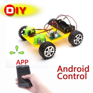 Electric/RC Car DIY Plastic Model Kit Mobile Phone Remote Control Toy Set Kids Physics Science Experiment Assembled rc cars radio control LJ200918 240314