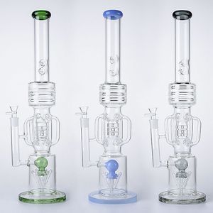 21 Inch Hookahs 7mm Thick Glass Bongs Drum Barrel Perc Water Pipes Slitted Rocket Percolator Oil Dab Rigs Recycler Big Bong With Bowl