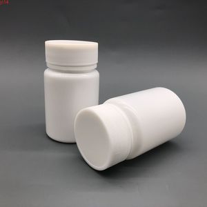 100+2pcs/lot 60ml 60g 60cc HDPE White Empty Pharmaceutical Plastic Pill Bottles Medicine Capsules Containers with Caps & Sealersgood qualtit