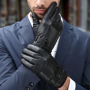 Hochwertige Business-Herren-Lederhandschuhe für den Winter, wasserdicht, winddicht, warm halten, Touchscreen-Handschuh