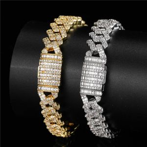 10mm 7/8inch Hip Hop Bracelet Chains Gold Plated Iced Out CZ Cuban Links Bracelet Chains Fashion Rapper Bracelets Male Jewelry Gift