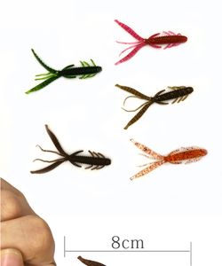 10個/バッグ釣りソフトルアー竹エビ8cm高品質ソフトベイス山地魚ペッキベースは良い結果を持っています