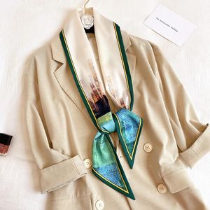 Sciarpa in stile pittura a olio colorata Sciarpa in seta da donna Borsa per capelli Skinny 2020 Design Foulard Femme fascia