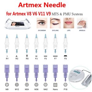 Artmex V8 V6 V11 V9 영구 메이크업 문신 기계 Derma Pen MTS PMU 스킨 케어에 대한 일회용 마이크로 바늘 카트리지 팁