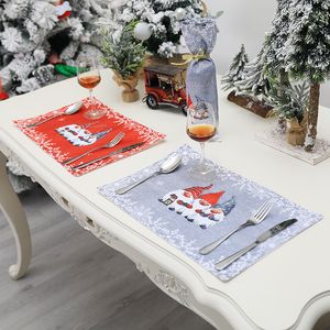 Christmas Gnome Placemats Snowflakes Table Mats Anti-Skid Heat Resistant Place Mats Party Kitchen Dinner Decoration JK2010XB