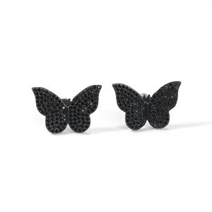 Mens Stud Earrings Silver Womens Butterfly Earring Fashion Hip Hop Jewelry