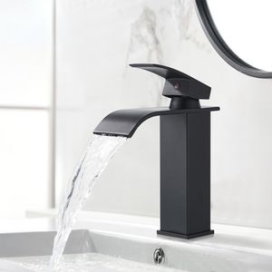 Badezimmer Wasserfall Waschbecken Waschbecken Wasserhahn Black Armaturen Messing Badewanne Wasserhahn Hotcold Water Mixer Eitelkeit Tap Deck montierte Waschbeckenhähne