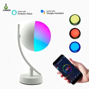 Moon Night Lamps RGB Timming Dimmable Smart Desk Light Voice Control Wifi Table Lamps Work with Google Home Amazon