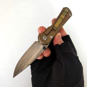 Begränsad anpassningsversion Chris Reeve fällkniv Inkosi Anodiserad Titanium Handtag High End Damascus knivar Perfect Pocket EDC Tactical Camping Tools