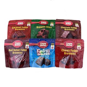 Disponibile 6 Borse con cerniera per brownie di design Stand Up Borse in mylar per burro di canna Borse per imballaggio (senza cibo) H1231