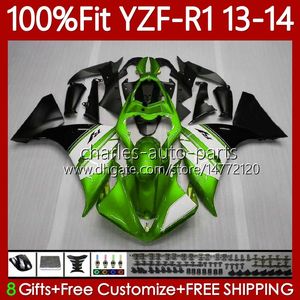 OEM Body Kit ل Yamaha YZF-R1 YZF1000 YZF R 1 2013-2014 موتو Bodywork 97NO.92 YZF R1 1000 CC 2013 2014 1000CC YZF-1000 YZFR1 13 14 الأخضر الأبيض حقن العفن العفن