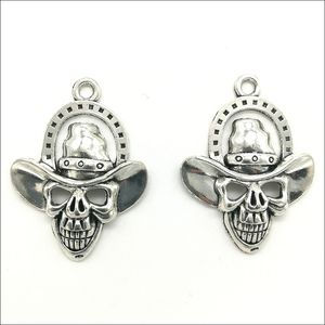 50pcs Big Skull Antique Silver Charms Pendants for Jewelry Making Bracelet Earrings DIY Keychain Pendant 39*29mm