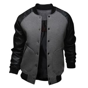 Cool College Baseball Jacket Men Fashion Design Black Pu Leather Sleeve Mens Slim Fit Varsity Jacket Brand Veste Homme J04 T200502