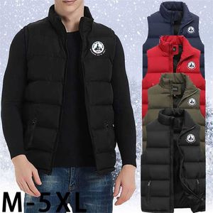 Man Jacka Vinter Vindtät Ärmlös dragkedja Väst Man Höstväst Streetwear Warm Pocket Coat Casual Jott Print Västar 220119