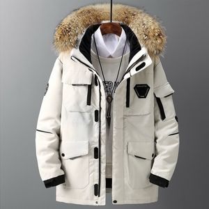 Piumino da uomo addensato con collo in vera pelliccia grande Parka caldo -30 gradi Cappotto invernale impermeabile da uomo casual taglia 3XL 201023