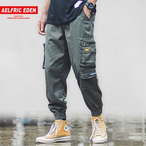 AFFric Eden Streetwear Cargo Byxor Mens Patchwork Multi Fickor Hip Hop Harajuku Joggers Casual Harem Byxor Man Bottom 201110