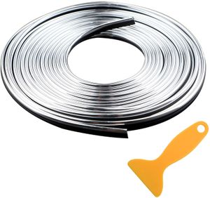 Silver 16.4 ft (5 meter) Flexibel 3d DIY Automobile Bilmotor Inredning Exteriör Dekoration Auto Molding Trim Strip Line Parts