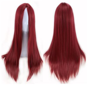 Ny peruk populära stil europeiska och amerikanska damer splittrade långa rakt afrikansk peruk långt hår kemisk fiber headset wig grossist