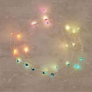 3M 30 LED Rainbow Diamond Fairy Lights String Battery Obsługiwane dla Boże Narodzenie Festiwal Wakacyjny Party Wedding Garland Decoration Y201020