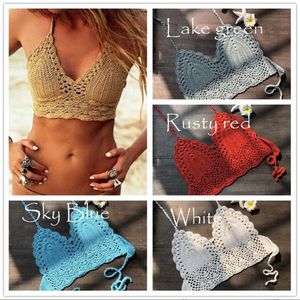 Hand hook knitted bikini breast wrapped women's sexy versatile hot spring split swimsuit wholesale wool Bikinis set