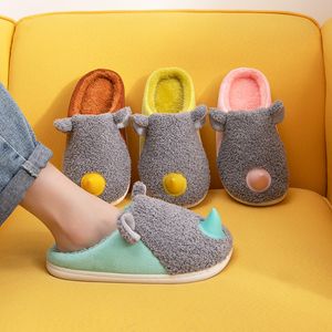 Women Winter Slippers Cute Pink Design Warm Home Plush Slippers Head Silent Indoor Floor Adult Girl Couple House Cotton Shoes Y1202