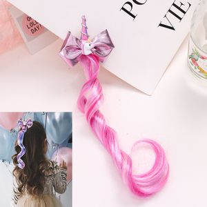 Princess Girl Unicorn Bowknot Barrettes Kids Trendy Long Wig Designer Hairpins 3 Style Cute Children Hair Accessories