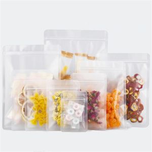 100pcs lot Frosted Zipper Plastic Bag Reusable Self Seal Pouch Flat Bottom Smell Proof Food Storage Package Bags for Snack Tea Coffee