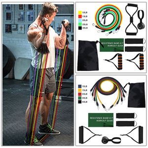 Acht Arten von Widerstandsbändern Sets Elastic Tubes Band Training Yoga Übung Fitness Workout Gym Expander Pilates Ausrüstung Q1225