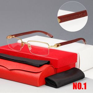 Rahmenlose Vollrahmen-Halbrahmen-Brille, hölzerne Sonnenbrille für Männer und Frauen, modische Brille, randlose braune Gläser, Gravur, geschnitzte Bügel