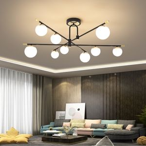 LED candelabro teto moderno sala de estar sala de estar vidro simples luzes suspensas 6/9 cabeças de quarto decoração de casa luminárias