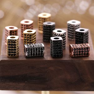Micro Pave 지르콘 골드 / 실버 / 블랙 구리 둥근 구멍 금속 매력 DIY 쥬얼리 만들기