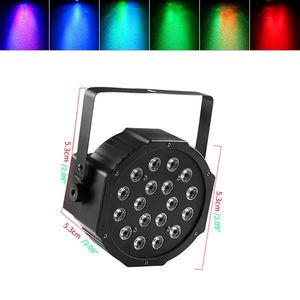 Nuovo design 30W 18-RGB LED Auto / Controllo vocale materiale premium Mini lampada da palco (AC 110-240V) Nero * 4 luci a testa mobile per feste di matrimonio