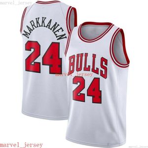 Özel Dikişli Lauri Markkanen # 24 erkek Jersey Beyaz Siyah Kırmızı XS-6XL Basketbol Formaları Ucuz Erkek Kadın Gençlik